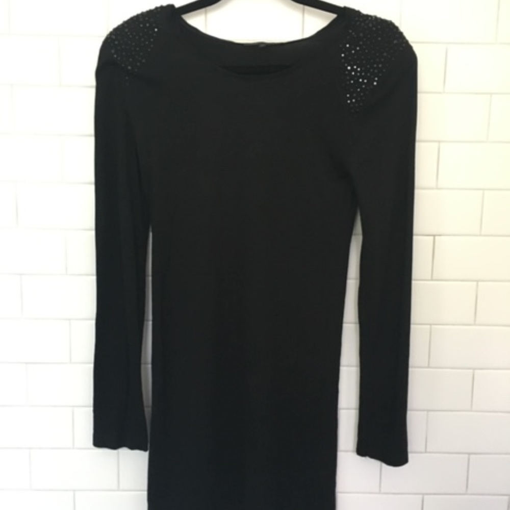 Maje black long-sleever mini dress